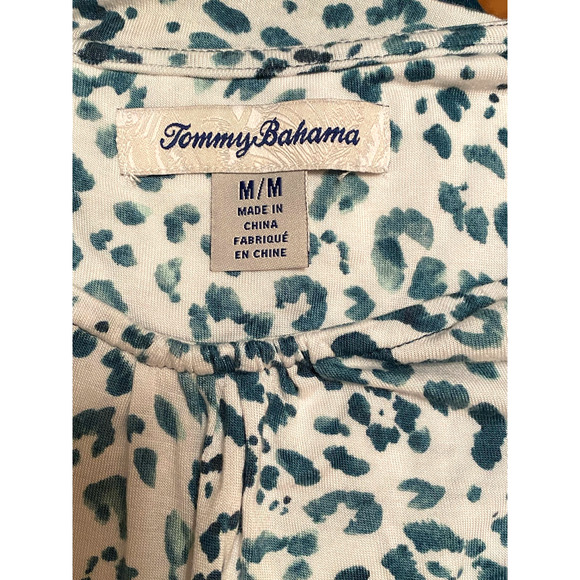 Tommy Bahama Sleeveless Sundress Beach Cover Up White and Green Leopard Spots - Picture 6 of 7